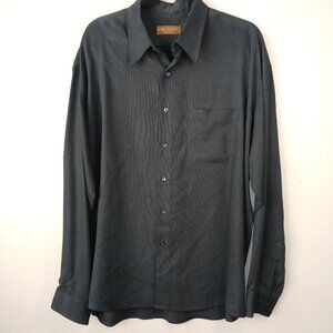 MENS ROBERT BARAKETT TEXTURED BLACK BUTTON DOWN, LONG SLEEVE, XL